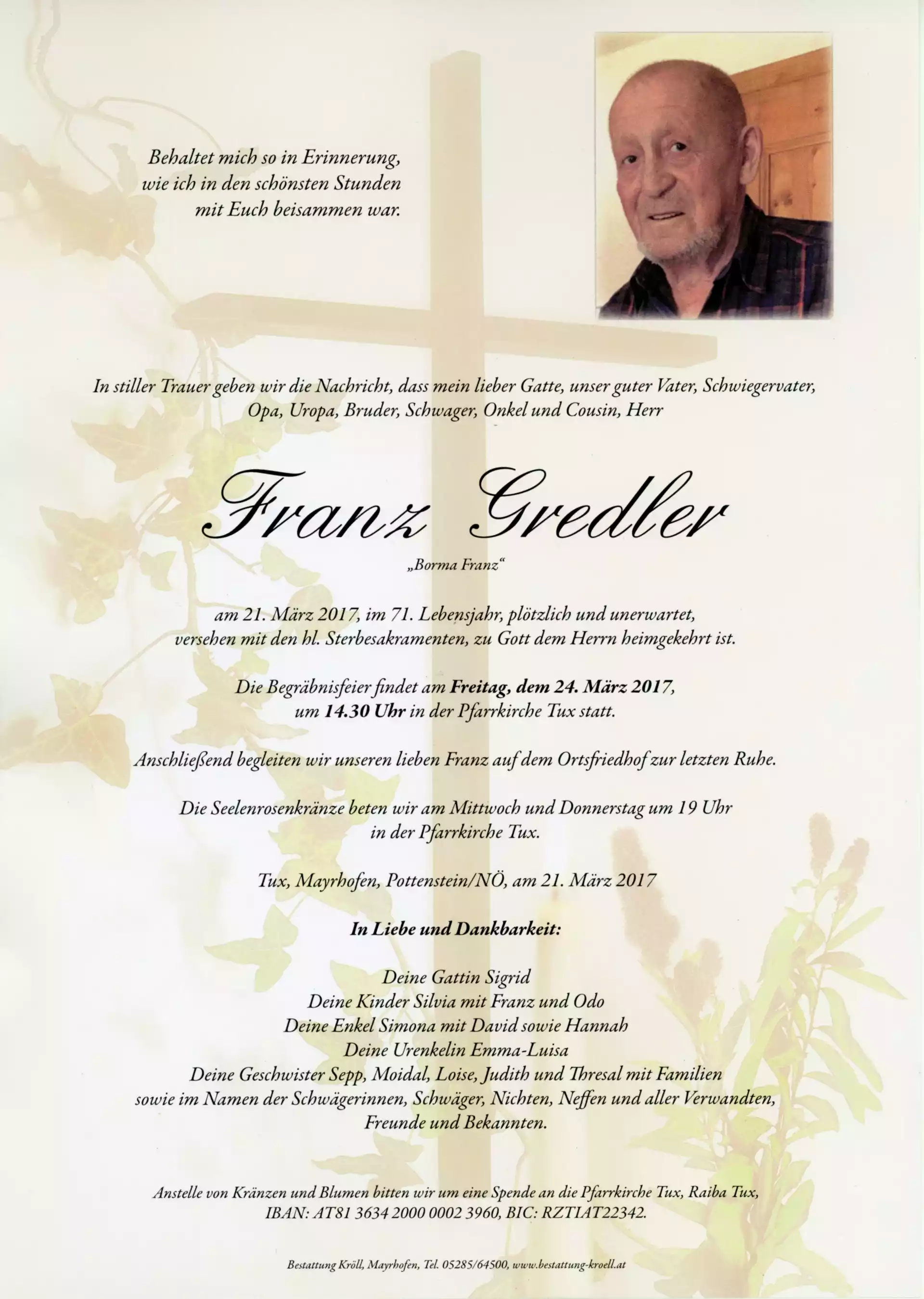 Parte von Franz Gredler